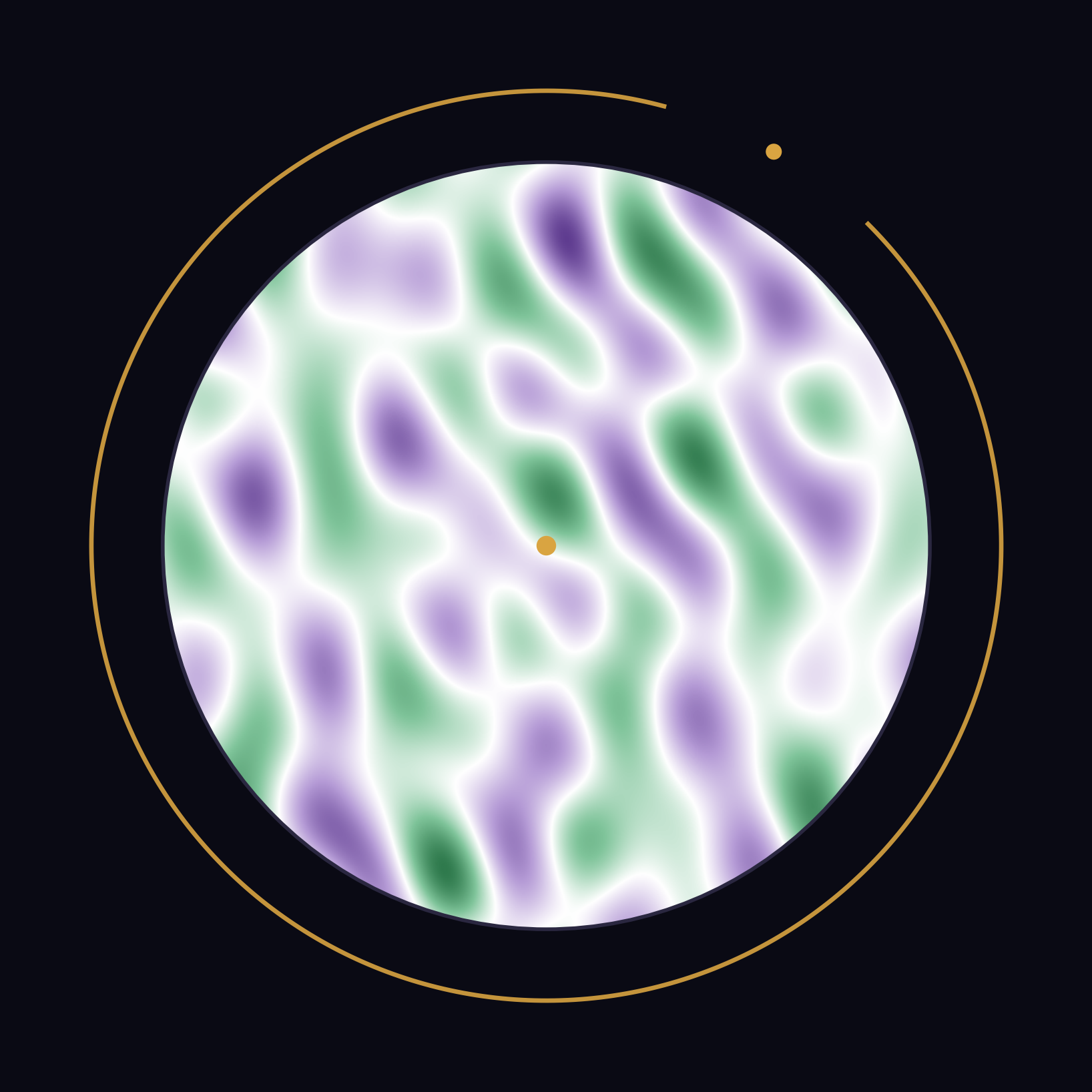 A Scalar Flower field disc encircled by an open gold seal ring: the gift reading